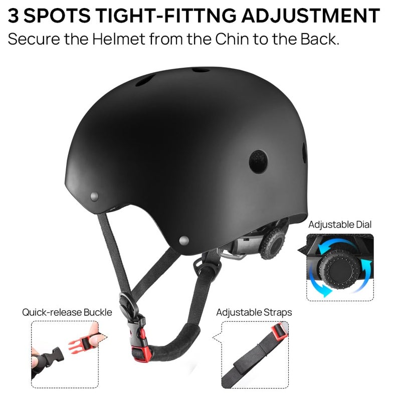 JBM Skateboard Helmet - Lightweight  Adjustable & Design of Ventilation Skate Helmet for Scooter  Roller Skate  Inline Skate - Image 4